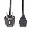 Lindy 3m Schuko 2 pin spraudnis uz IEC C13 strāvas kabelis, melns, 3 m, CEE7/7, C13 savienotājs