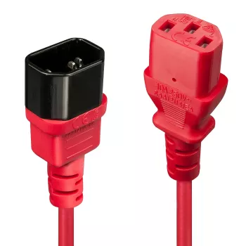 Lindy 2 m IEC pagarinātāja kabelis, sarkans, 2 m, C14 savienotājs, C13 savienotājs