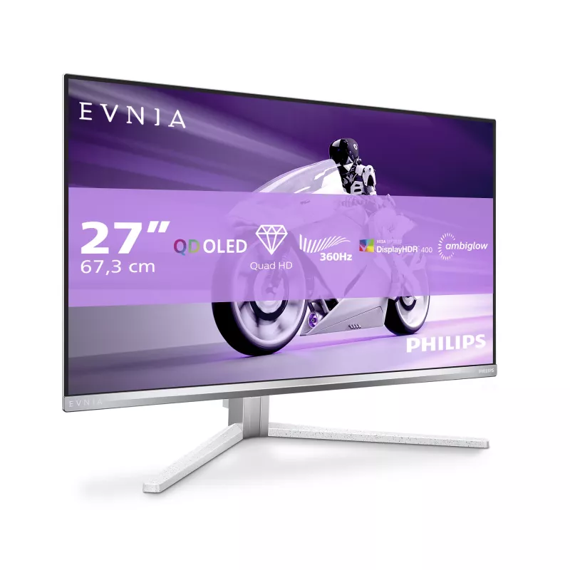 Philips Evnia 8000 27M2N8500/00 datora monitors 67,3 cm (26,5 collu) 2560 x 1440 pikseļi Quad HD QD-OLED Balts