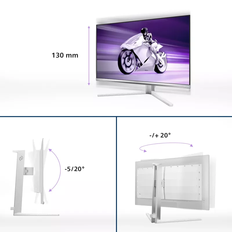 Philips Evnia 8000 27M2N8500/00 datora monitors 67,3 cm (26,5 collu) 2560 x 1440 pikseļi Quad HD QD-OLED Balts