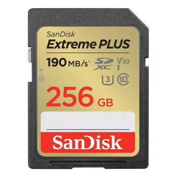 WESTERN DIGITAL Extreme PLUS 256 GB SDHC atmiņas karte 190 MB/s 130 MB/s UHS-I Class 10 U3 V30