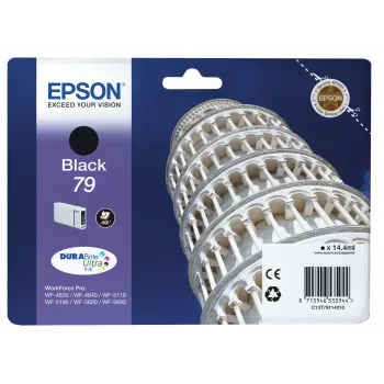 Epson Tower of Pisa Singlepack Melns 79 DURABrite Ultra tintes kasetne, standarta ietilpība, melna, pigmenta bāzes tinte, 1 gab.