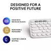 Kompakta mini tastatūra Logitech Pebble Keys 2 K380s — RF bezvadu + Bluetooth, QWERTY US International, balta