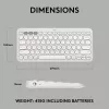 Kompakta mini tastatūra Logitech Pebble Keys 2 K380s — RF bezvadu + Bluetooth, QWERTY US International, balta
