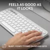 Kompakta mini tastatūra Logitech Pebble Keys 2 K380s — RF bezvadu + Bluetooth, QWERTY US International, balta