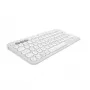 Kompakta mini tastatūra Logitech Pebble Keys 2 K380s — RF bezvadu + Bluetooth, QWERTY US International, balta