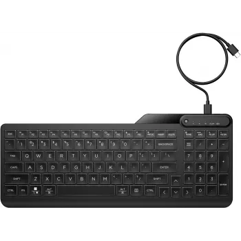 HP 405 daudzaparatūras fona apgaismojuma vadu tastatūra, pilna izmēra (100%), vadu, USB, membrānas, QWERTY, melna