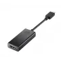 HP USB-C uz HDMI 2.0, melns, platums 111,2 mm, dziļums 44,2 mm, augstums 17,1 mm