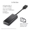 HP USB-C uz HDMI 2.0, melns, platums 111,2 mm, dziļums 44,2 mm, augstums 17,1 mm