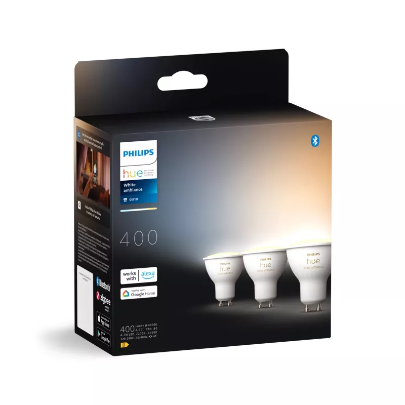 Philips Hue balta ambience GU10 – viedais prožektors – (3 iepakojumā)