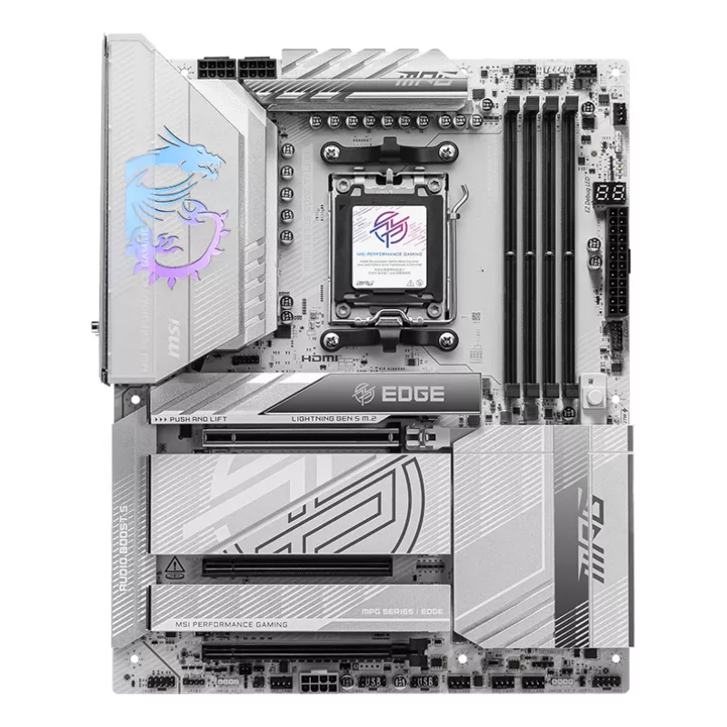 Mātesplate MSI MPG X870E EDGE TI WIFI, AMD X870E mikroshēmojums, Socket AM5, ATX, DDR5, 4×DIMM, Wi‑Fi 7, 5Gb LAN, 4×M.2