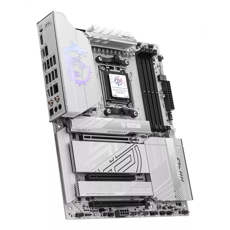 Mātesplate MSI MPG X870E EDGE TI WIFI, AMD X870E mikroshēmojums, Socket AM5, ATX, DDR5, 4×DIMM, Wi‑Fi 7, 5Gb LAN, 4×M.2