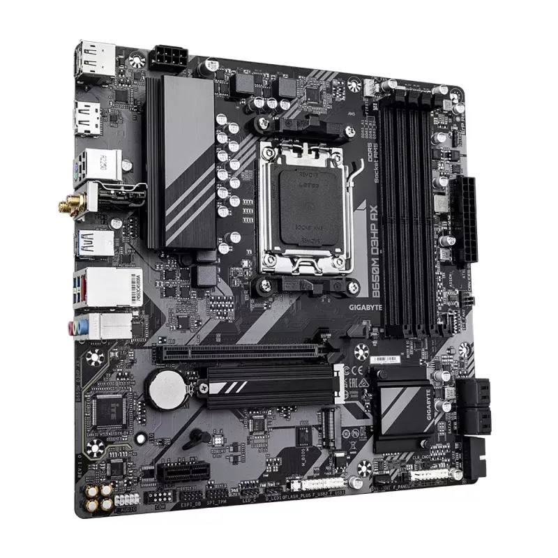 Mātesplate GIGABYTE B650M D3HP AX Micro ATX, AMD AM5, B650, 4x DDR5 DIMM, 256GB, Wi‑Fi, 2.5Gb LAN