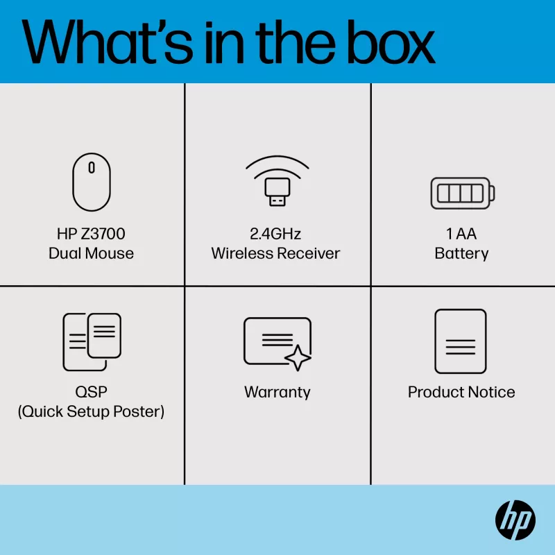 HP Z3700 Dual Silver Mouse, ambidextrisks, RF bezvadu + Bluetooth, sudraba