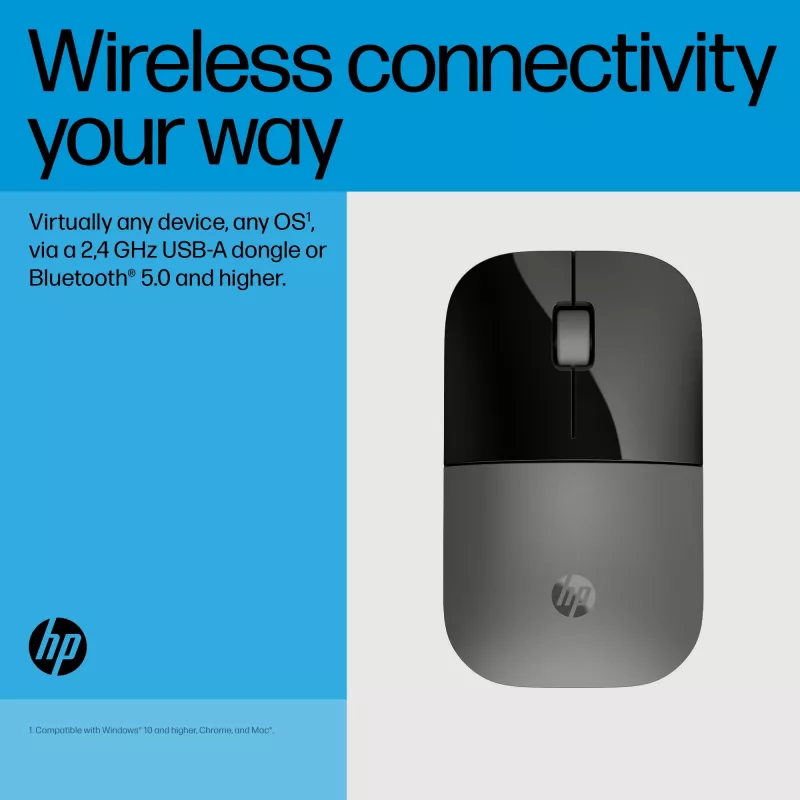 HP Z3700 Dual Silver Mouse, ambidextrisks, RF bezvadu + Bluetooth, sudraba