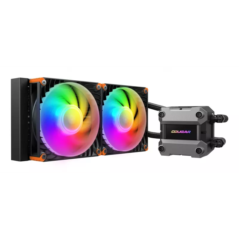 COUGAR CPU ūdens dzesēšana Poseidon Ultra 240, ARGB, melna, Viss vienā šķidruma dzesētājs, 12 cm, 500 RPM, 2200 RPM, melna