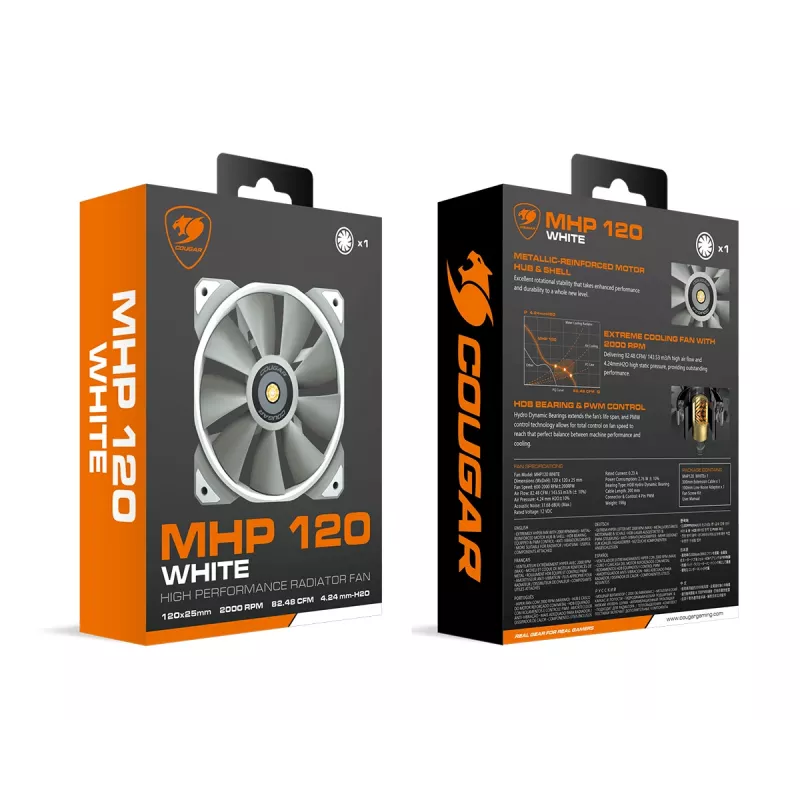 COUGAR Case Fan MHP 120, balta