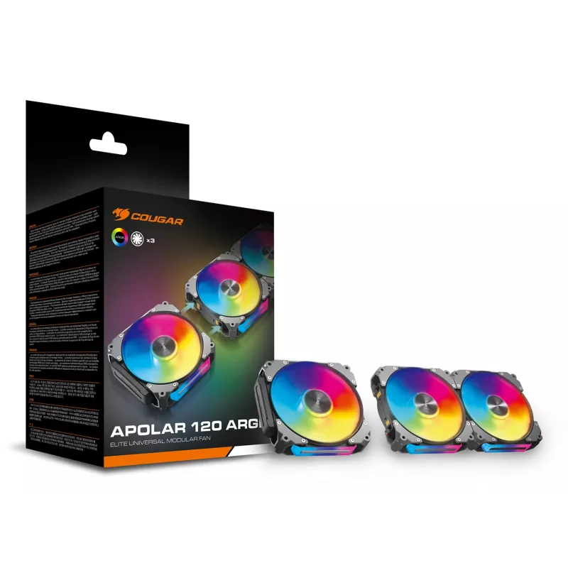 COUGAR Case Fan Apolar 120 ARGB, Melns (3 iepakojumā)