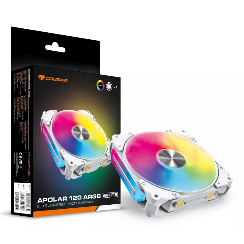 COUGAR Case Fan Apolar 120 ARGB, balts, ventilators, 12 cm, balts