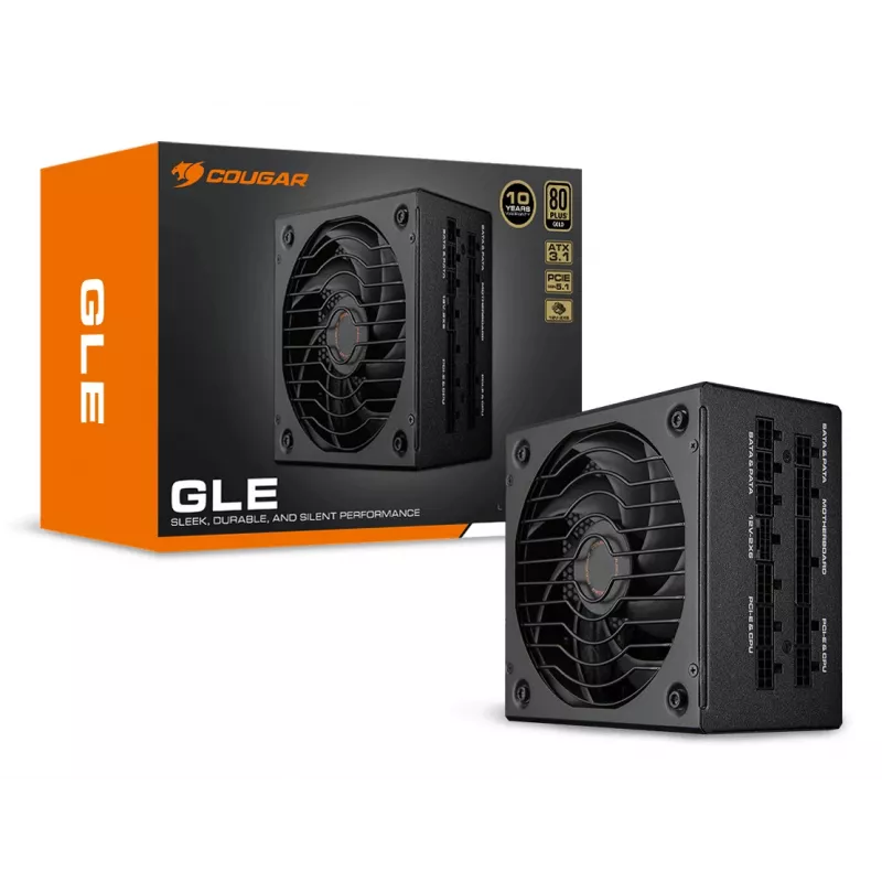 COUGAR Barošanas bloks GLE 1000W ATX3.1 / 80 Plus Gold, 1000 W, 100 - 240 V, 50/60 Hz, 15-7.5 A, 120 W, 1000 W