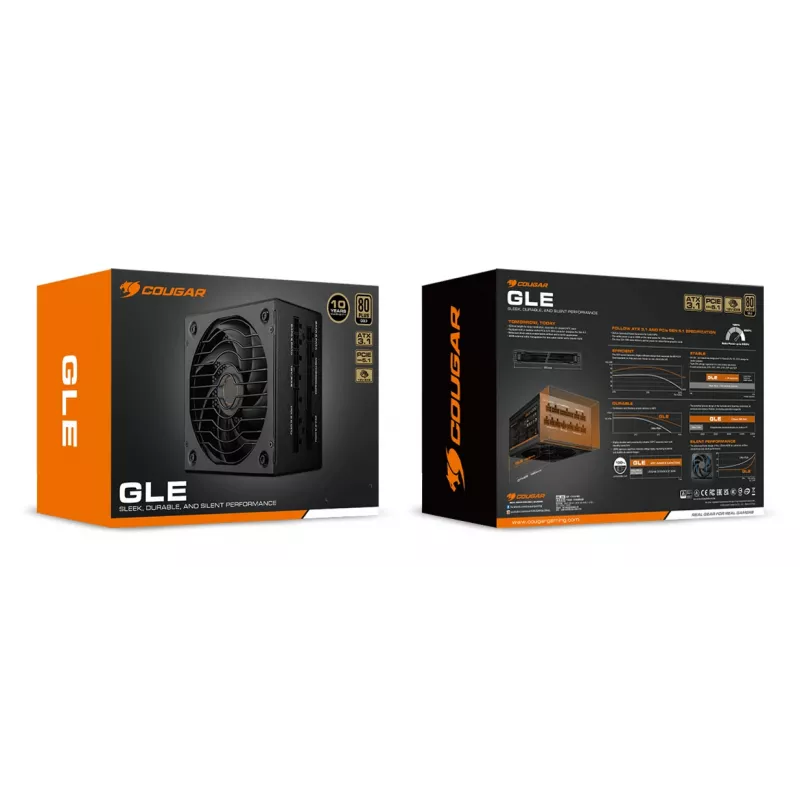 COUGAR Barošanas bloks GLE 1000W ATX3.1 / 80 Plus Gold, 1000 W, 100 - 240 V, 50/60 Hz, 15-7.5 A, 120 W, 1000 W