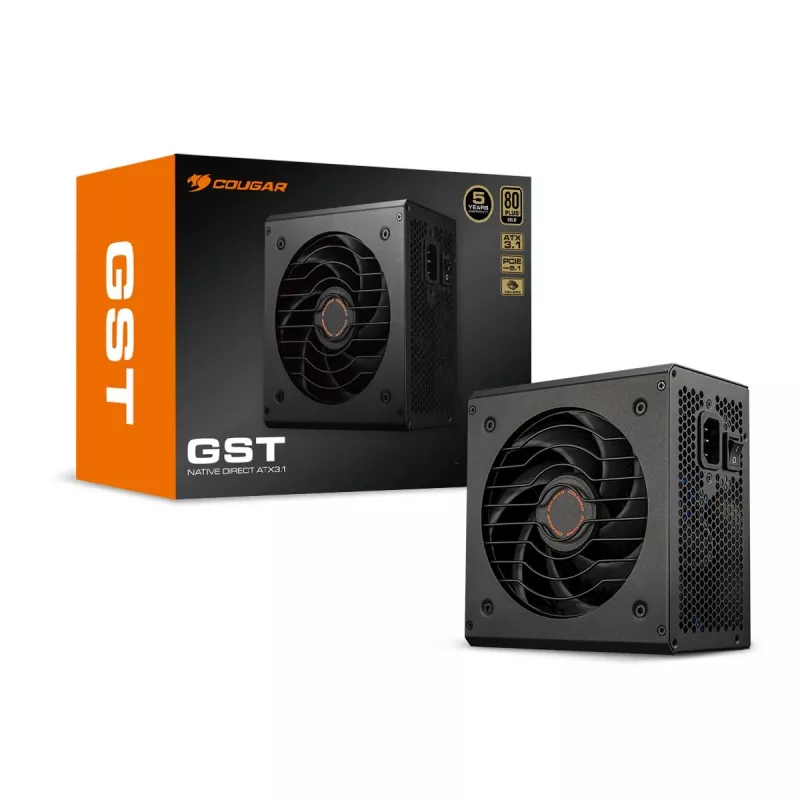 COUGAR Barošanas bloks GST 850W ATX3.1 / 80 Plus Gold, 850 W, 100 - 240 V, 50/60 Hz, 12 - 6 A, 120 W, 850 W