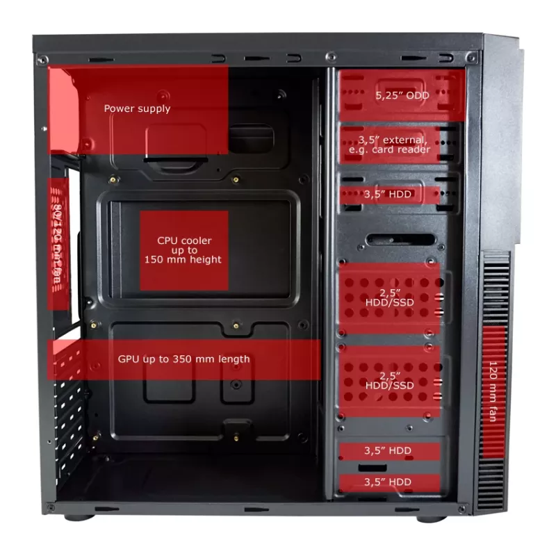 PC korpuss LC-Power LC-7041B-ON Midi Tower Melns