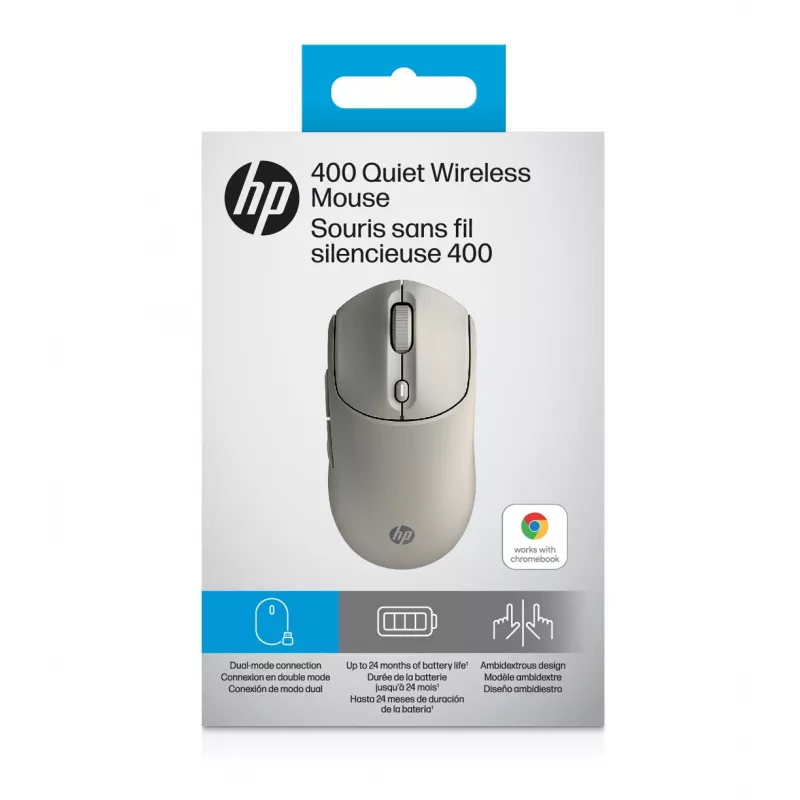 HP 400 Quiet Maple bezvadu pele, abpusēja, RF bezvadu + Bluetooth, 6000 DPI, bēša
