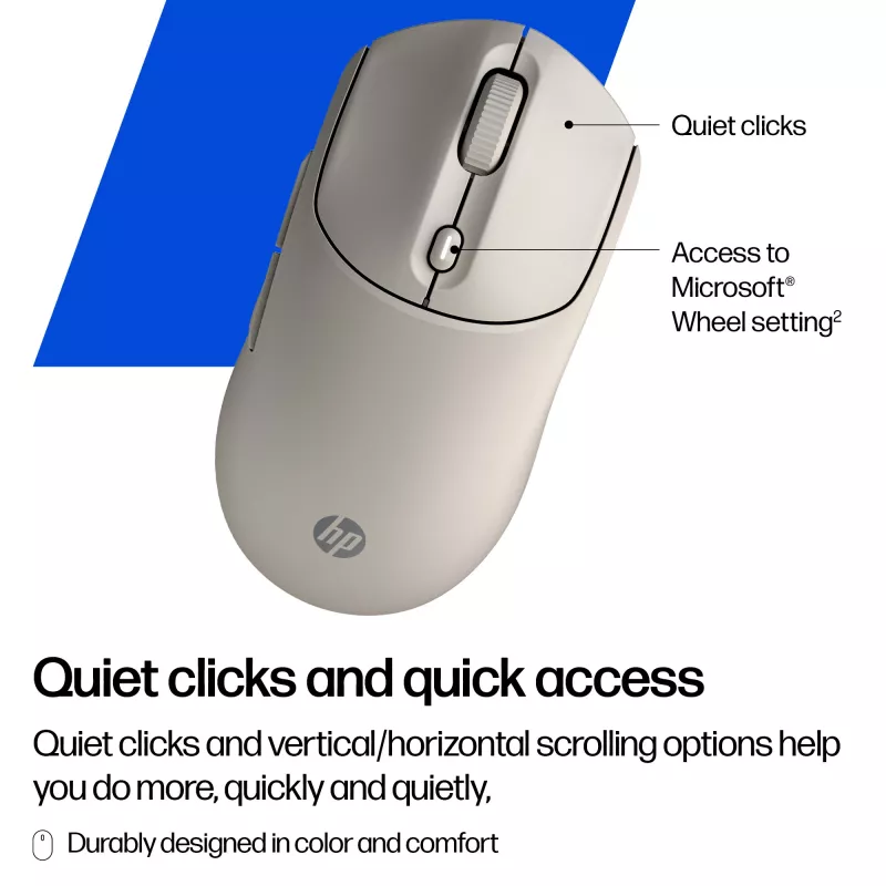 HP 400 Quiet Maple bezvadu pele, abpusēja, RF bezvadu + Bluetooth, 6000 DPI, bēša