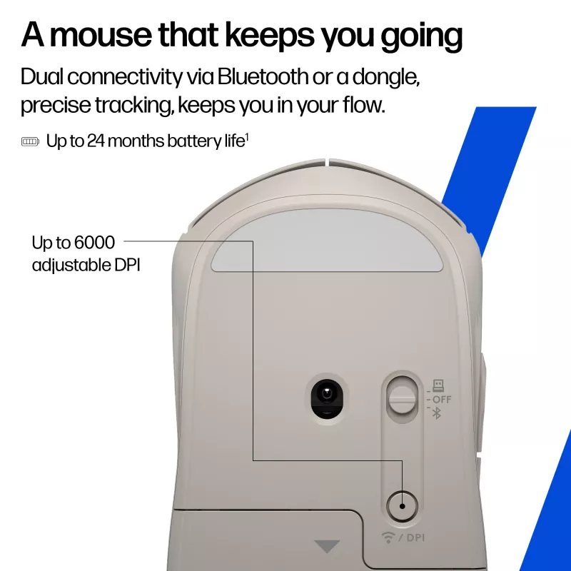 HP 400 Quiet Maple bezvadu pele, abpusēja, RF bezvadu + Bluetooth, 6000 DPI, bēša