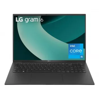 LG Gram 16ZB90RU Intel® Core™ i5 i5-1334U klēpjdators 40,6 cm (16 collas) WQXGA 16 GB LPDDR4x-SDRAM 512 GB SSD Wi-Fi 6E (802.11ax) Windows 11 Pro vācu Melns