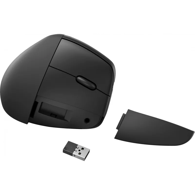 HP 920 ergonomiska bezvadu pele, labā roka, vertikāls dizains, Bluetooth + USB Type-A, 4000 DPI, melna