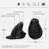 HP 920 ergonomiska bezvadu pele, labā roka, vertikāls dizains, Bluetooth + USB Type-A, 4000 DPI, melna