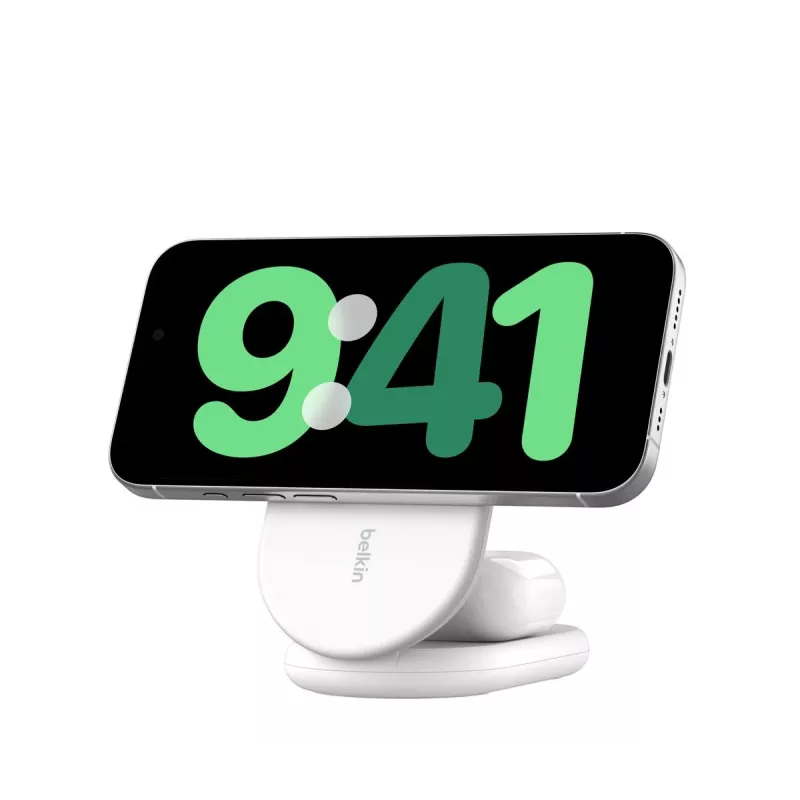 BELKIN Boostcharge Qi2 15w Magnetic 2in1 Statīvs - Balts