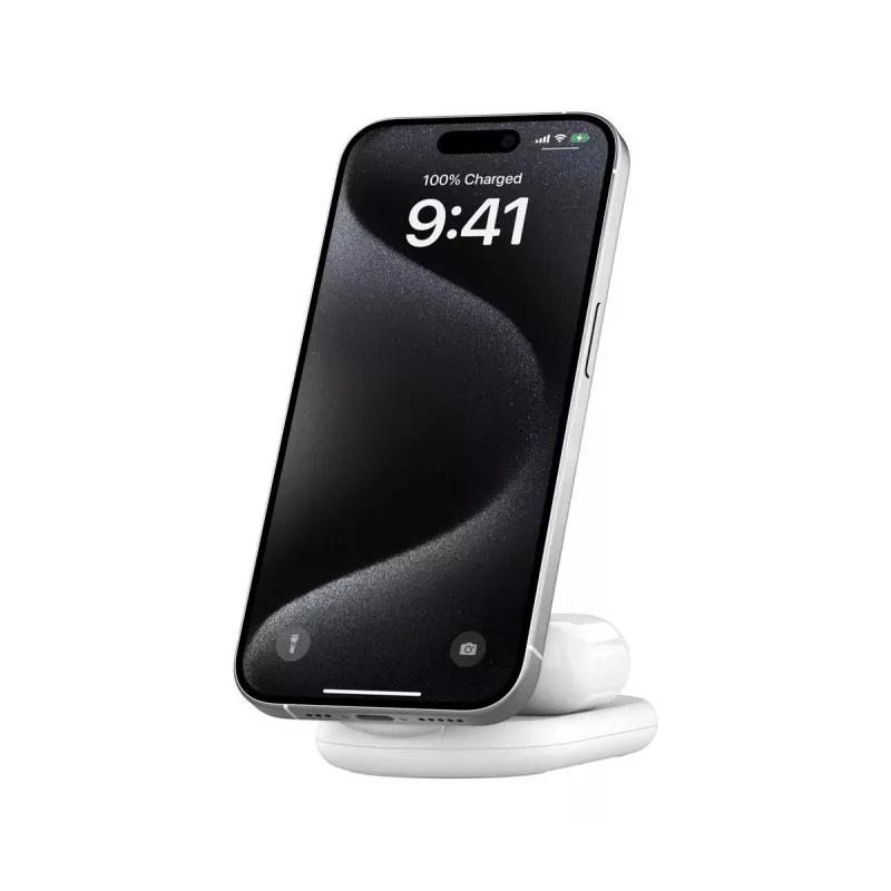 BELKIN Boostcharge Qi2 15w Magnetic 2in1 Statīvs - Balts
