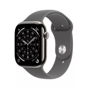 APPLE Watch Series 11 GPS + Cellular 46mm dabīgs titāna korpuss ar pelēkmelnas sporta siksniņu M/L