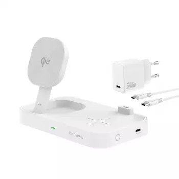 4smarts Qi2 universāls bezvadu lādētājs, balts, ātra uzlāde, iekštelpām, maiņstrāva, 12V