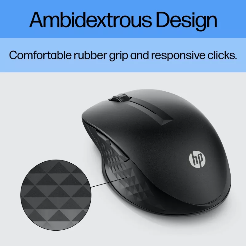 HP 430 daudzaparatūras bezvadu pele, abpusēja, optiskā, RF bezvadu + Bluetooth, 1200 DPI, melna