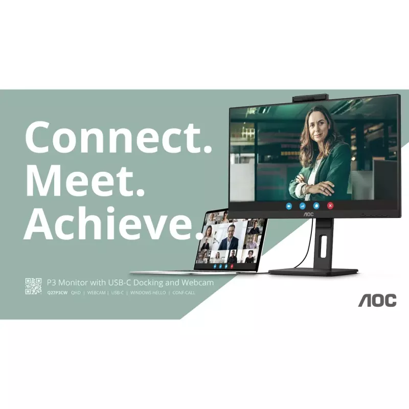 AOC Q27P3CW datora monitors 68,6 cm (27 colli) 2560 x 1440 pikseļi Quad HD LED Melns