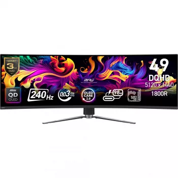 MSI MPG 491CQPXDE QD-OLED datora monitors 124,5 cm (49 collas) 5120 x 1440 pikseļi Dual QHD melns