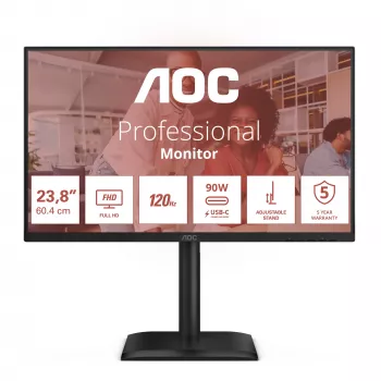 AOC E4 24E4CV datora monitors 60,5 cm (23,8 collas) 1920 x 1080 pikseļi Full HD LED Melns