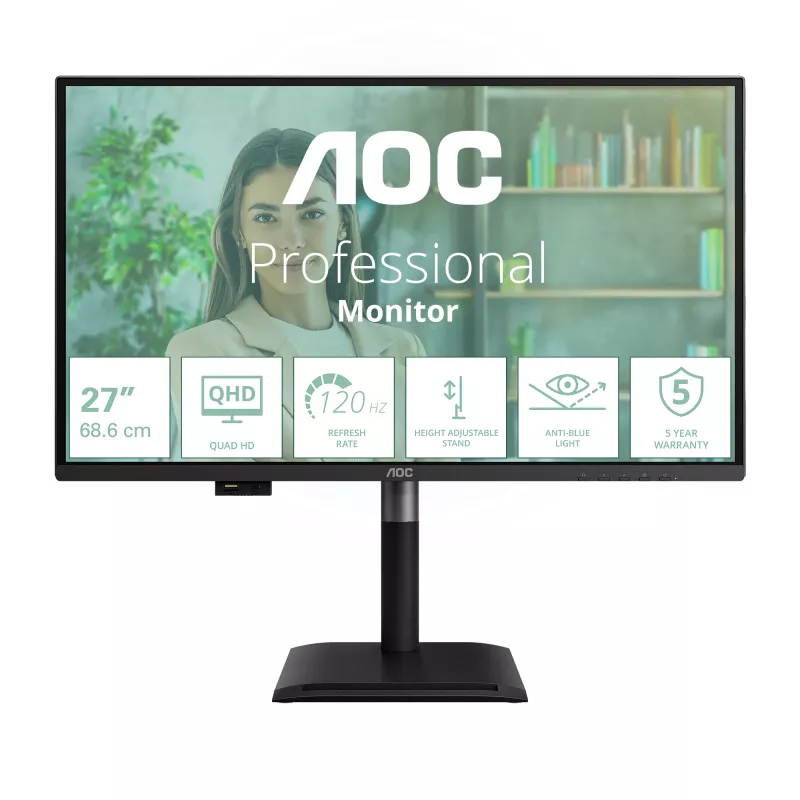 AOC Q27P4U datora monitors 68,6 cm (27 colli) 2560 x 1440 pikseļi Wide Quad HD Melns