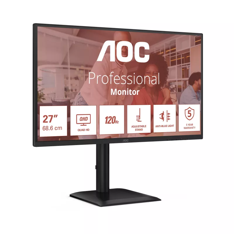 AOC E4 Q27E4CV datora monitors 68,6 cm (27 colli) 2560 x 1440 pikseļi Quad HD LED Melns
