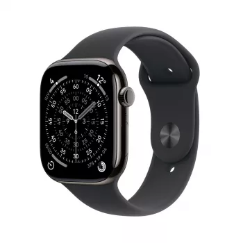 Viedpulkstenis Apple Watch Series 11 GPS + Cellular 42mm Slate Titanium korpuss, Black Sport Band S/M