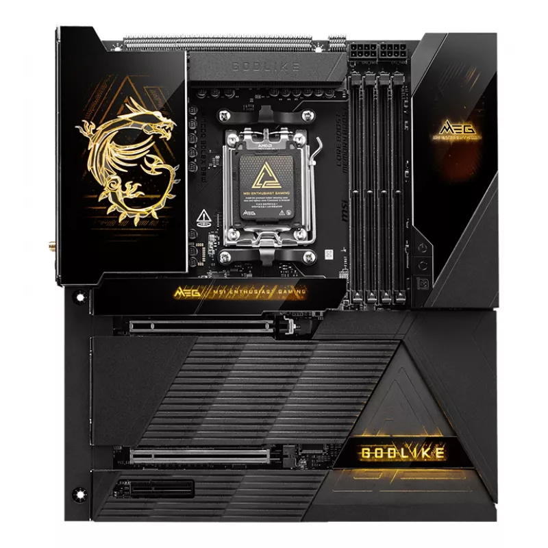 Mātesplate MSI MEG X870E GODLIKE — X870E mikroshēmojums, AM5 ligzda, ATX, DDR5 atbalsts