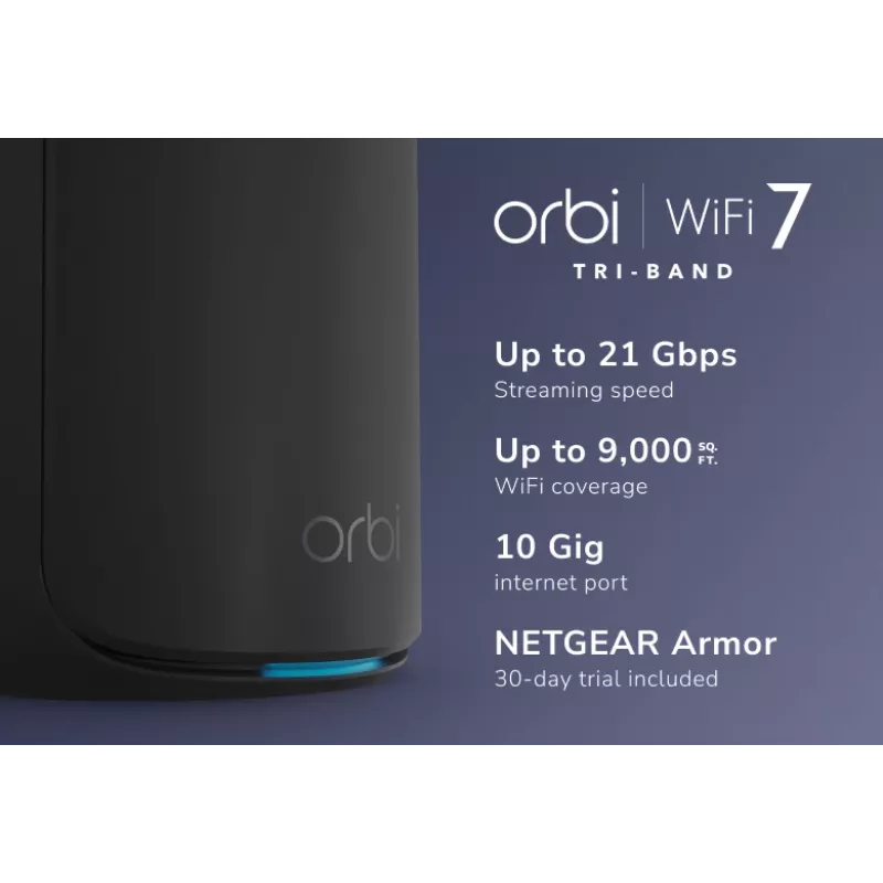 NETGEAR Orbi 870 Tri-band (2.4 GHz / 5 GHz / 6 GHz) Wi-Fi 7 (802.11be) Melns 4 Iekšējā