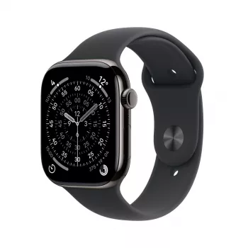 APPLE Watch Series 11 GPS + Cellular 46mm slate Titanium Case ar Black Sport Siksniņu S/M