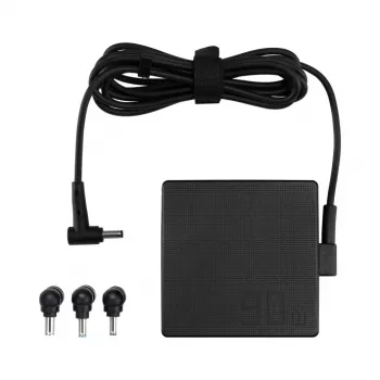 Barošanas adapteris ASUS U90W-01 (ADP-90LE B) 90W, 100–240V ieeja, pasīva dzesēšana, 75×75 mm, 0,16 m kabelis, melns