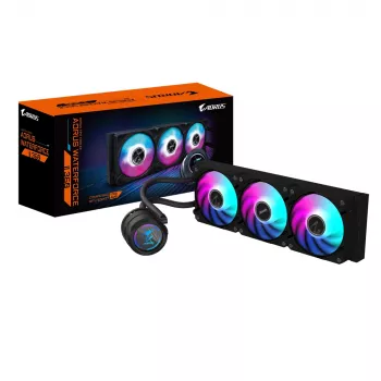 GIGABYTE AORUS WATERFORCE II 360 AIO šķidruma CPU dzesētājs - 3x120mm ARGB ventilatori, iebīdāms bloķēšanas mehānisms, DAISY-CHAIN, saderīgs ar Intel LGA 1851 un AMD AM5