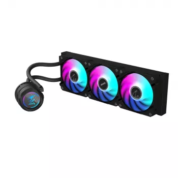 GIGABYTE AORUS WATERFORCE II 360 AIO šķidruma CPU dzesētājs - 3x120mm ARGB ventilatori, iebīdāms bloķēšanas mehānisms, DAISY-CHAIN, saderīgs ar Intel LGA 1851 un AMD AM5